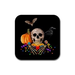 Halloween Candy Keeper Rubber Coaster (square)  by Valentinaart