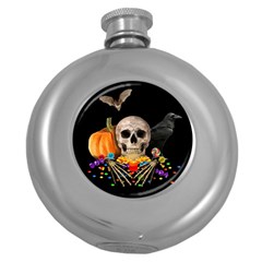 Halloween Candy Keeper Round Hip Flask (5 Oz) by Valentinaart