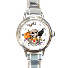 Halloween Candy Keeper Round Italian Charm Watch by Valentinaart