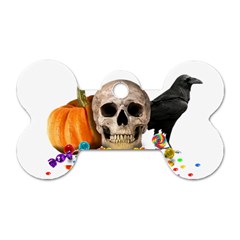 Halloween Candy Keeper Dog Tag Bone (two Sides) by Valentinaart