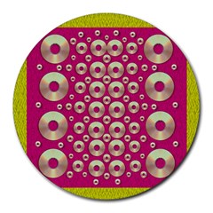 Going Gold Or Metal On Fern Pop Art Round Mousepads by pepitasart