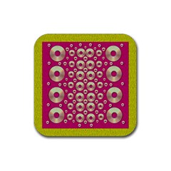 Going Gold Or Metal On Fern Pop Art Rubber Coaster (square)  by pepitasart