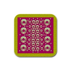 Going Gold Or Metal On Fern Pop Art Rubber Square Coaster (4 Pack)  by pepitasart