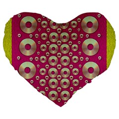 Going Gold Or Metal On Fern Pop Art Large 19  Premium Flano Heart Shape Cushions by pepitasart