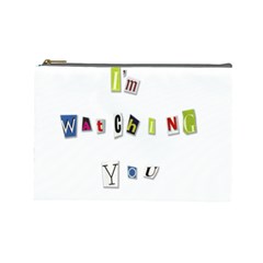 I Am Watching You Cosmetic Bag (large)  by Valentinaart