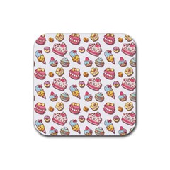 Sweet Pattern Rubber Coaster (square)  by Valentinaart