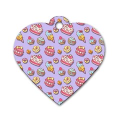 Sweet Pattern Dog Tag Heart (two Sides) by Valentinaart