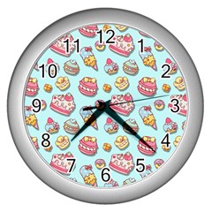 Sweet Pattern Wall Clocks (silver)  by Valentinaart