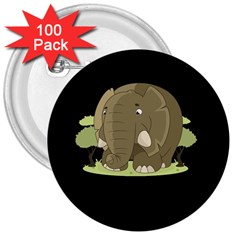 Cute Elephant 3  Buttons (100 Pack)  by Valentinaart