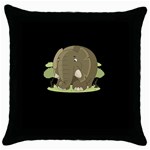 Cute Elephant Throw Pillow Case (Black) Front