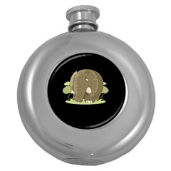 Cute Elephant Round Hip Flask (5 Oz) by Valentinaart