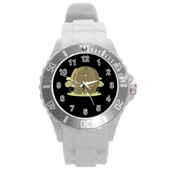 Cute Elephant Round Plastic Sport Watch (L)