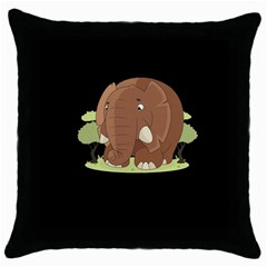 Cute Elephant Throw Pillow Case (black) by Valentinaart