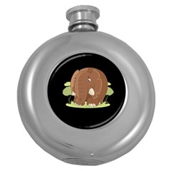 Cute Elephant Round Hip Flask (5 Oz) by Valentinaart