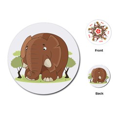 Cute Elephant Playing Cards (round)  by Valentinaart