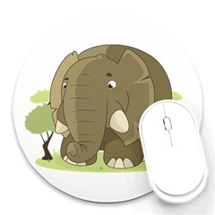 Cute Elephant Round Mousepads by Valentinaart