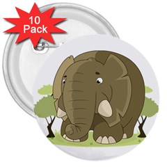 Cute Elephant 3  Buttons (10 Pack)  by Valentinaart