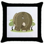 Cute Elephant Throw Pillow Case (Black) Front