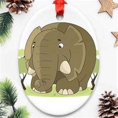 Cute Elephant Oval Ornament (two Sides) by Valentinaart