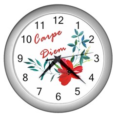 Carpe Diem  Wall Clocks (silver)  by Valentinaart