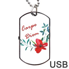 Carpe Diem  Dog Tag Usb Flash (one Side) by Valentinaart