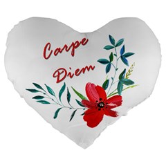 Carpe Diem  Large 19  Premium Flano Heart Shape Cushions by Valentinaart