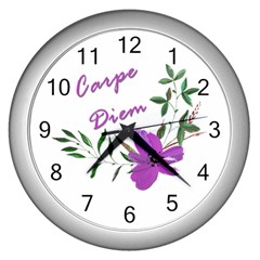 Carpe Diem  Wall Clocks (silver)  by Valentinaart