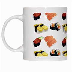 Sushi Pattern White Mugs by Valentinaart