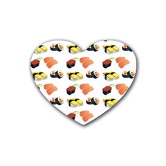 Sushi Pattern Rubber Coaster (heart)  by Valentinaart