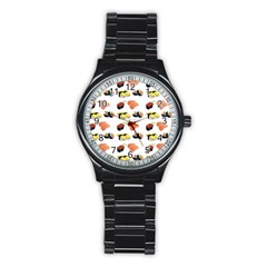 Sushi Pattern Stainless Steel Round Watch by Valentinaart