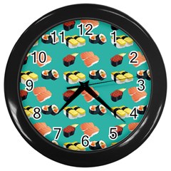 Sushi Pattern Wall Clocks (black) by Valentinaart