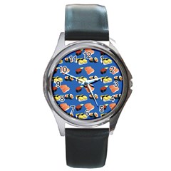 Sushi Pattern Round Metal Watch by Valentinaart