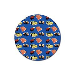 Sushi Pattern Rubber Coaster (round)  by Valentinaart