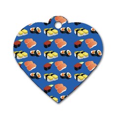 Sushi Pattern Dog Tag Heart (two Sides) by Valentinaart