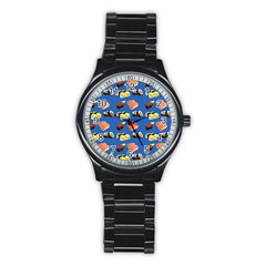 Sushi Pattern Stainless Steel Round Watch by Valentinaart