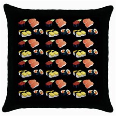 Sushi Pattern Throw Pillow Case (black) by Valentinaart