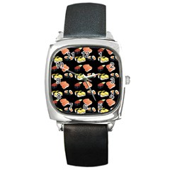 Sushi Pattern Square Metal Watch by Valentinaart