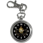 Golden Skull With Crow And Floral Elements Key Chain Watches Front