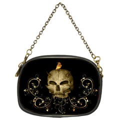 Golden Skull With Crow And Floral Elements Chain Purses (one Side)  by FantasyWorld7