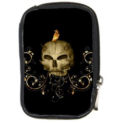 Golden Skull With Crow And Floral Elements Compact Camera Cases by FantasyWorld7