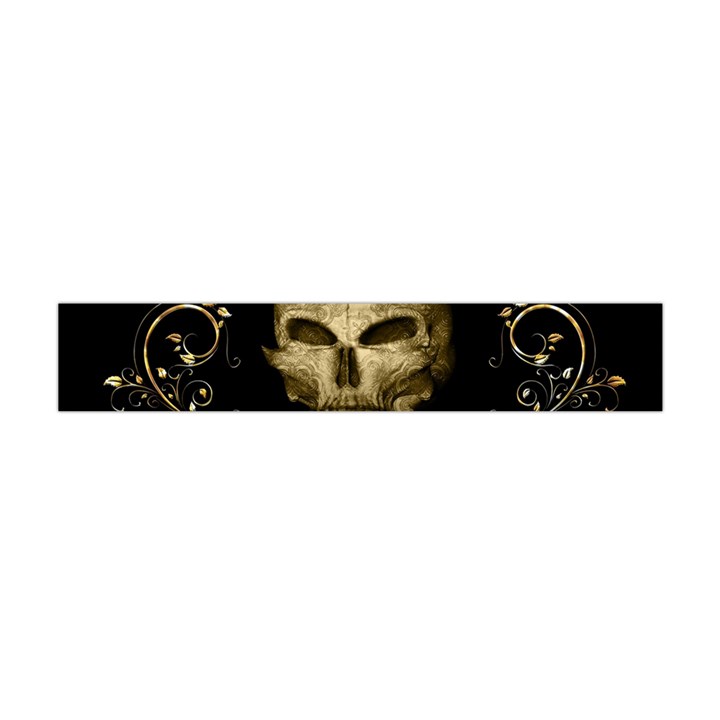 Golden Skull With Crow And Floral Elements Flano Scarf (Mini)