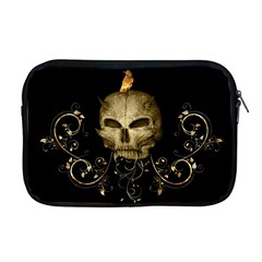 Golden Skull With Crow And Floral Elements Apple Macbook Pro 17  Zipper Case by FantasyWorld7