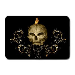 Golden Skull With Crow And Floral Elements Plate Mats by FantasyWorld7