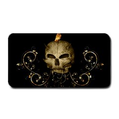 Golden Skull With Crow And Floral Elements Medium Bar Mats by FantasyWorld7