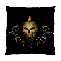 Golden Skull With Crow And Floral Elements Standard Cushion Case (two Sides) by FantasyWorld7