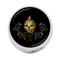 Golden Skull With Crow And Floral Elements 4-port Usb Hub (two Sides)  by FantasyWorld7