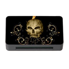 Golden Skull With Crow And Floral Elements Memory Card Reader With Cf by FantasyWorld7