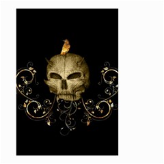 Golden Skull With Crow And Floral Elements Small Garden Flag (two Sides) by FantasyWorld7