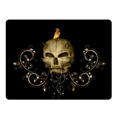 Golden Skull With Crow And Floral Elements Double Sided Fleece Blanket (small)  by FantasyWorld7