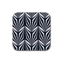 Art Deco, Black,white,graphic Design,vintage,elegant,chic Rubber Coaster (square)  by NouveauDesign